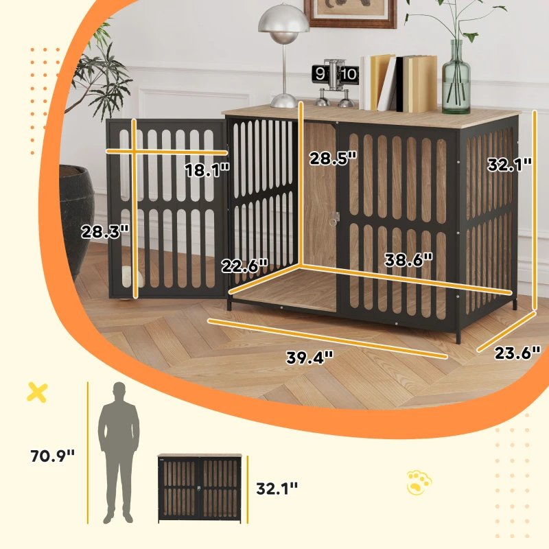 Dog Crate Furniture W Anti-Chew Resistant Mesh, Anti-Escape Single Door ...
